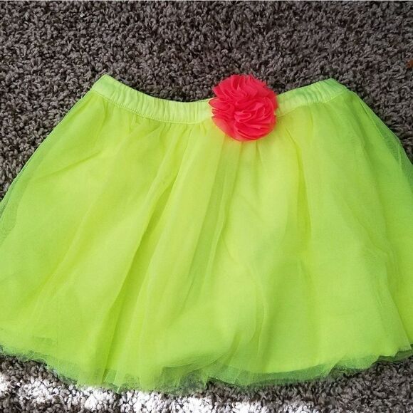 Genuine Kids Girl’s Fluorescent Yellow Tulle Skirt Elastic Waist Size 5T Toddler - Picture 1 of 2